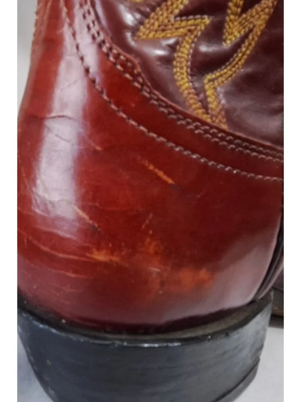 Vintage Laramie Men's 9 Leather Cowboy Boots Handmade Reddish Brown Embroidered